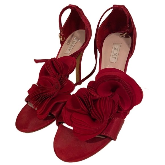 Glint Red Rosette High Heel Sandals – Size 6 - Picture 2 of 7